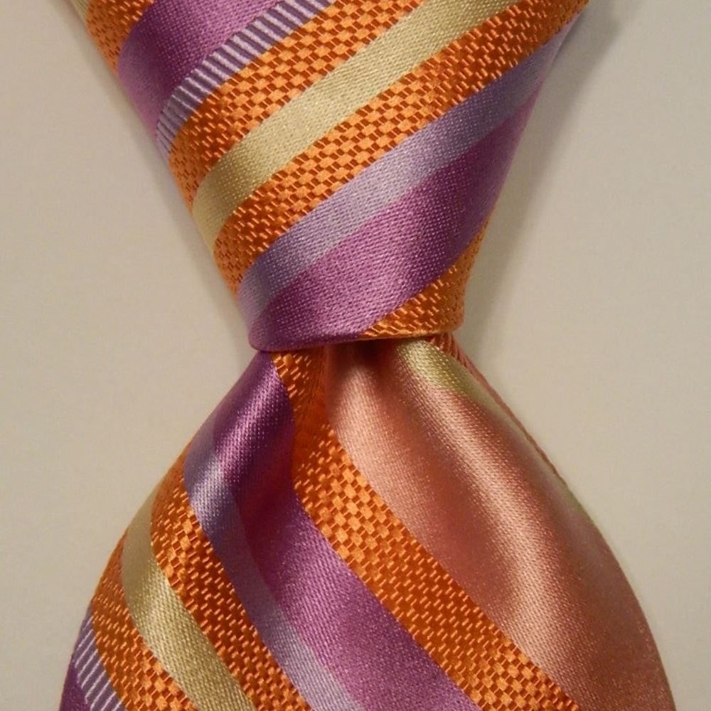 IKE BEHAR Men's Silk Necktie STRIPED Pink/Purple